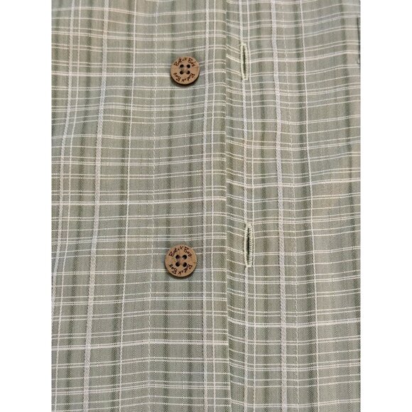 Batik Bay Men's S Plaid Short Sleeve Button-Up Shirt Green Rayon/Polyester - Picture 2 of 6